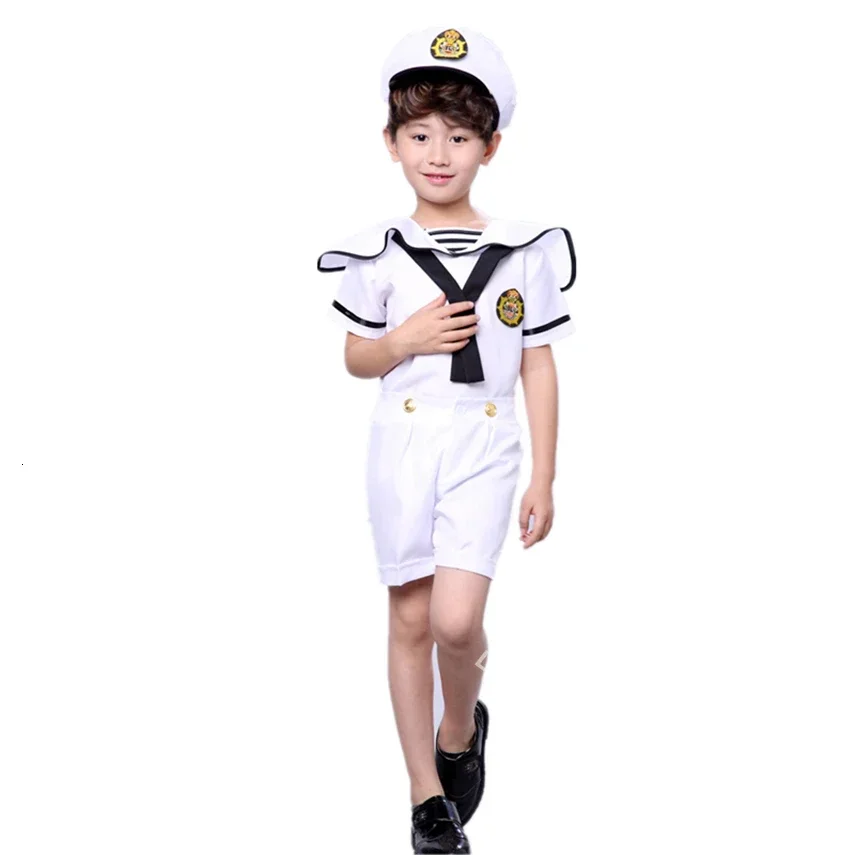 Cosplay Boys Girls Kids Costumes for Navy Sailor Uniform Halloween Carnival Party Performance Marines Fleet Clothing Disfraz