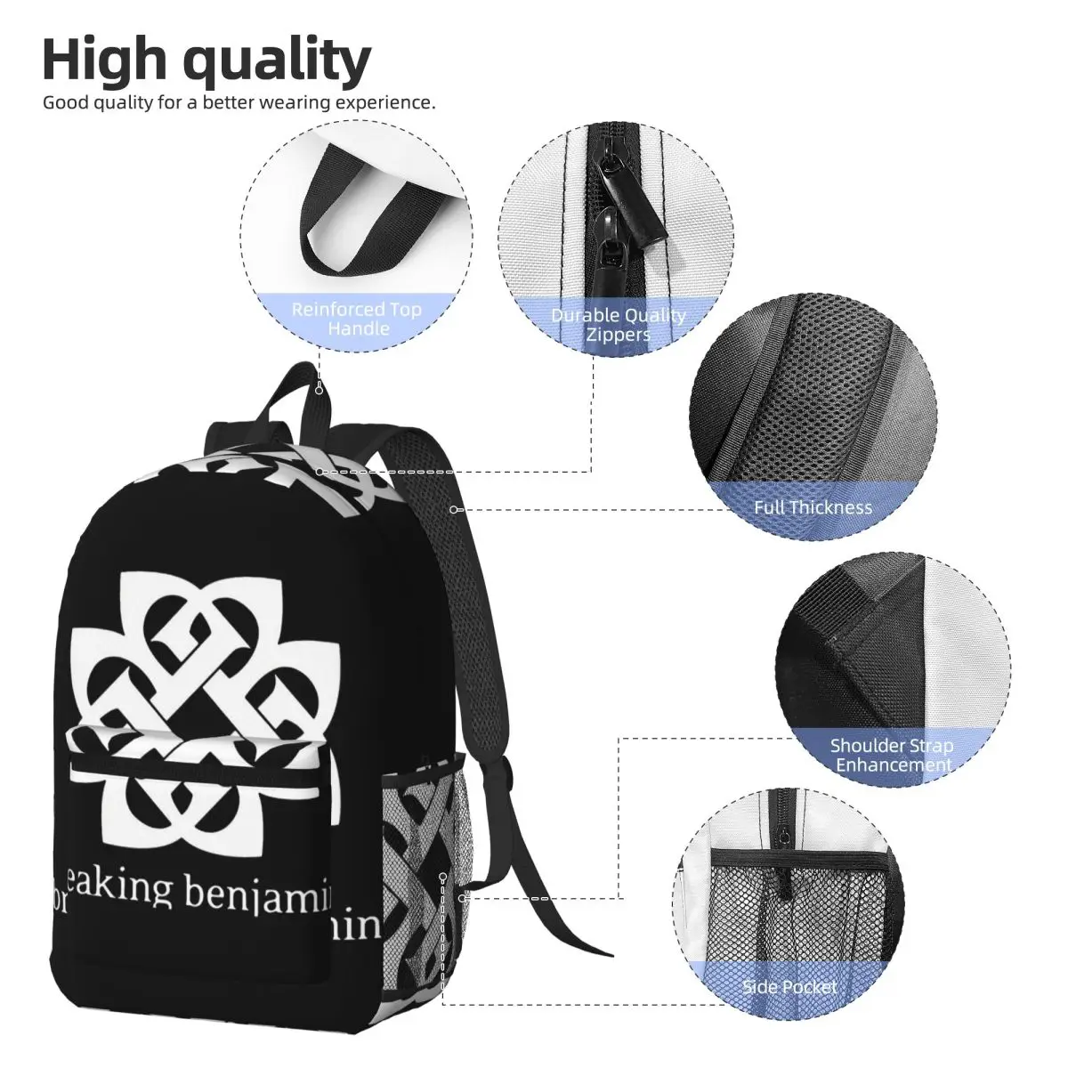 Art - Breaking Benjamin Premium Backpack Boys Girls BookBag Children School Bag Laptop Shoulder Bags for Men Women