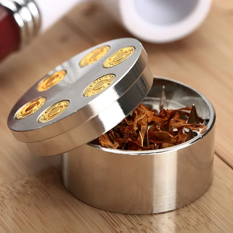 1pc Tobacco Grinder Hand Muller Alloy Spice Mill Crusher Magnet Attract Steel Filter Bottom Box Herb Cutter Smoker Tool Men Gift