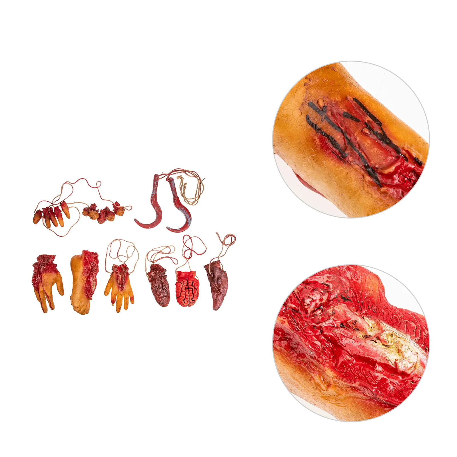 

8pcs Halloween Body Parts Scary Broken Human Limbs Lifelike Bloody Hands Feet Party Props Horror House Decorations Haunted