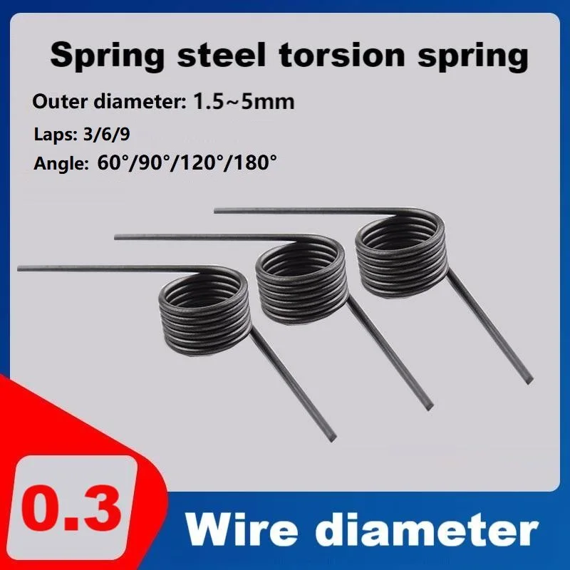 

10 Pieces Wire Diameter 0.3mm 65Mn Steel V-Shaped Helical Torsion Spring Angle 60 90 120 180 Degrees Outer Dia 1.5~5mm