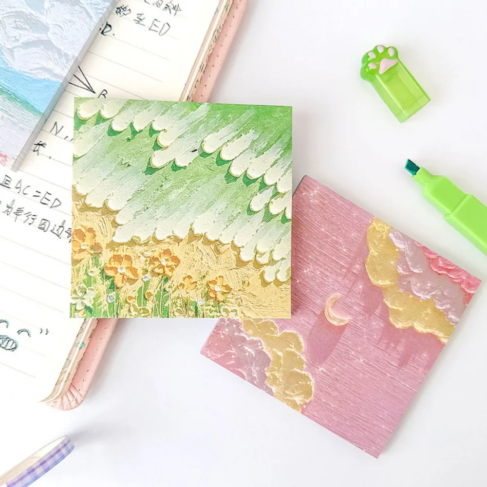 Landscape Flowert Sticky Notes with Scrapes Stickers Sticky Simple High-value Note Pad Paper for Student Office Stationery