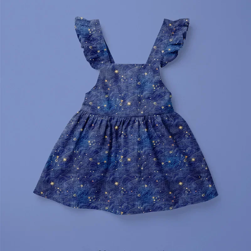 145cm*50cm 60s Blue starry sky galaxy spring summer watercolor floral cotton cloth handmade clothing high-end poplin fabric