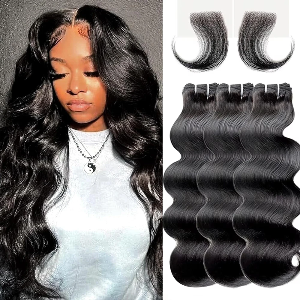 Tissage en lot brésilien naturel Body Wave, cheveux vierges, extensions de tressage, document naturel, 3 lots, 100%