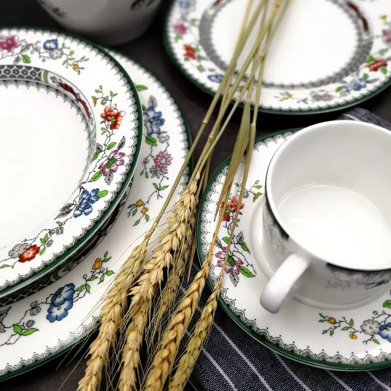 

European ceramics creative simple pastoral foreign trade original single round soup plate steak plate plant plate