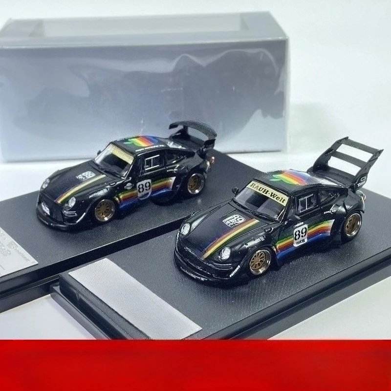 For SW Porsche RWB 993 Apple Track Painting No. 89 1:64 Alloy Car Model Simulation Ornament