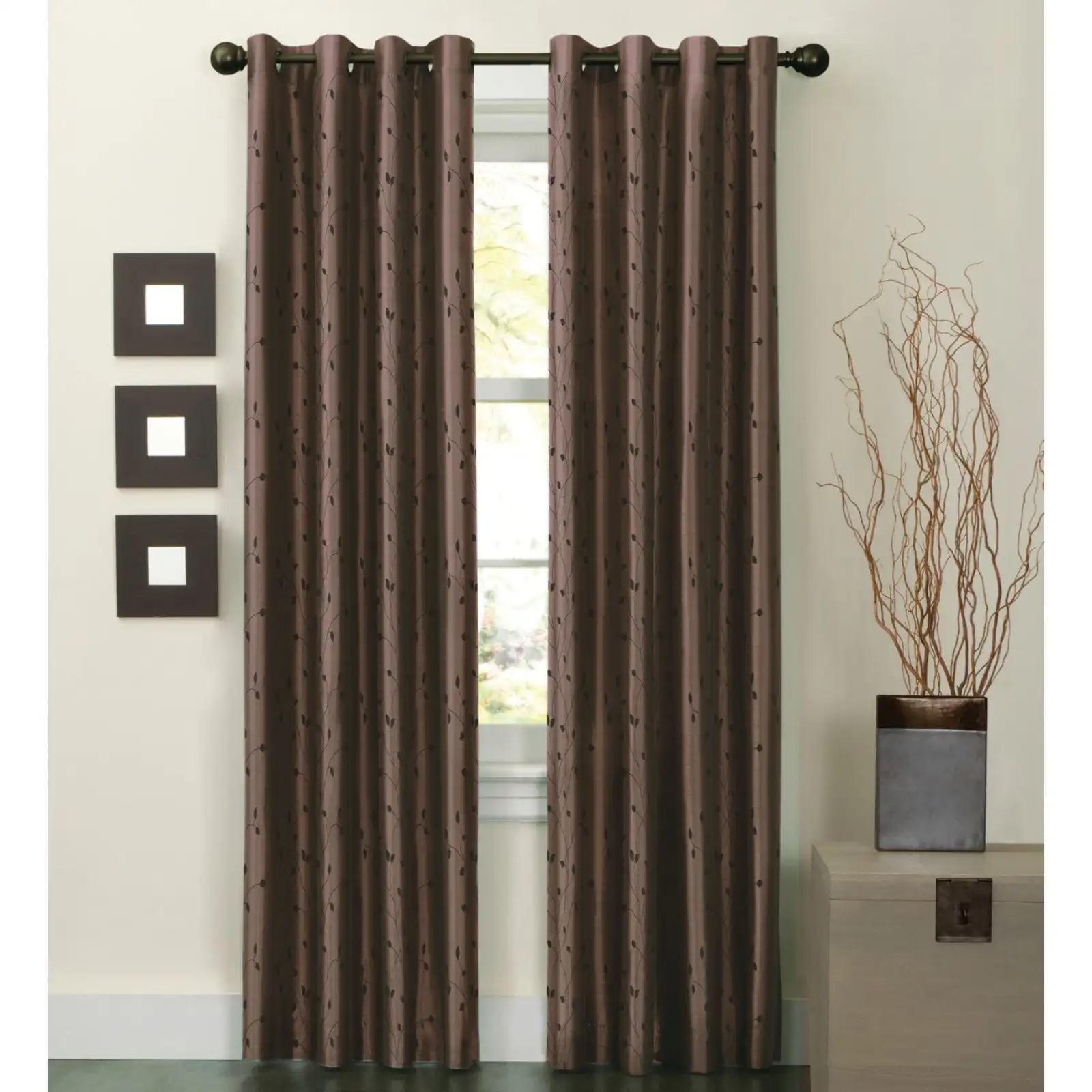 

Jardin Embroidered Thermal Lined Window Panel, 54 X 84, Mocha