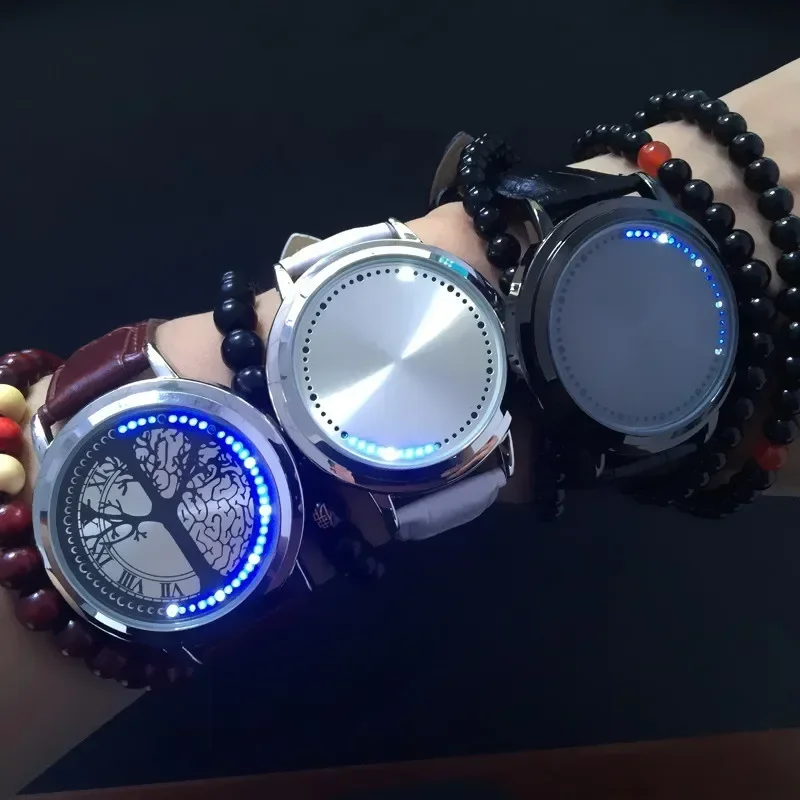 นาฬิกาสัมผัสหน้าจอ LED 2024ดวง Jam Tangan elektronik เรืองแสงมีแนวโน้มแฟชั่นกันน้ำได้ทั้งชายและหญิงนักเรียน