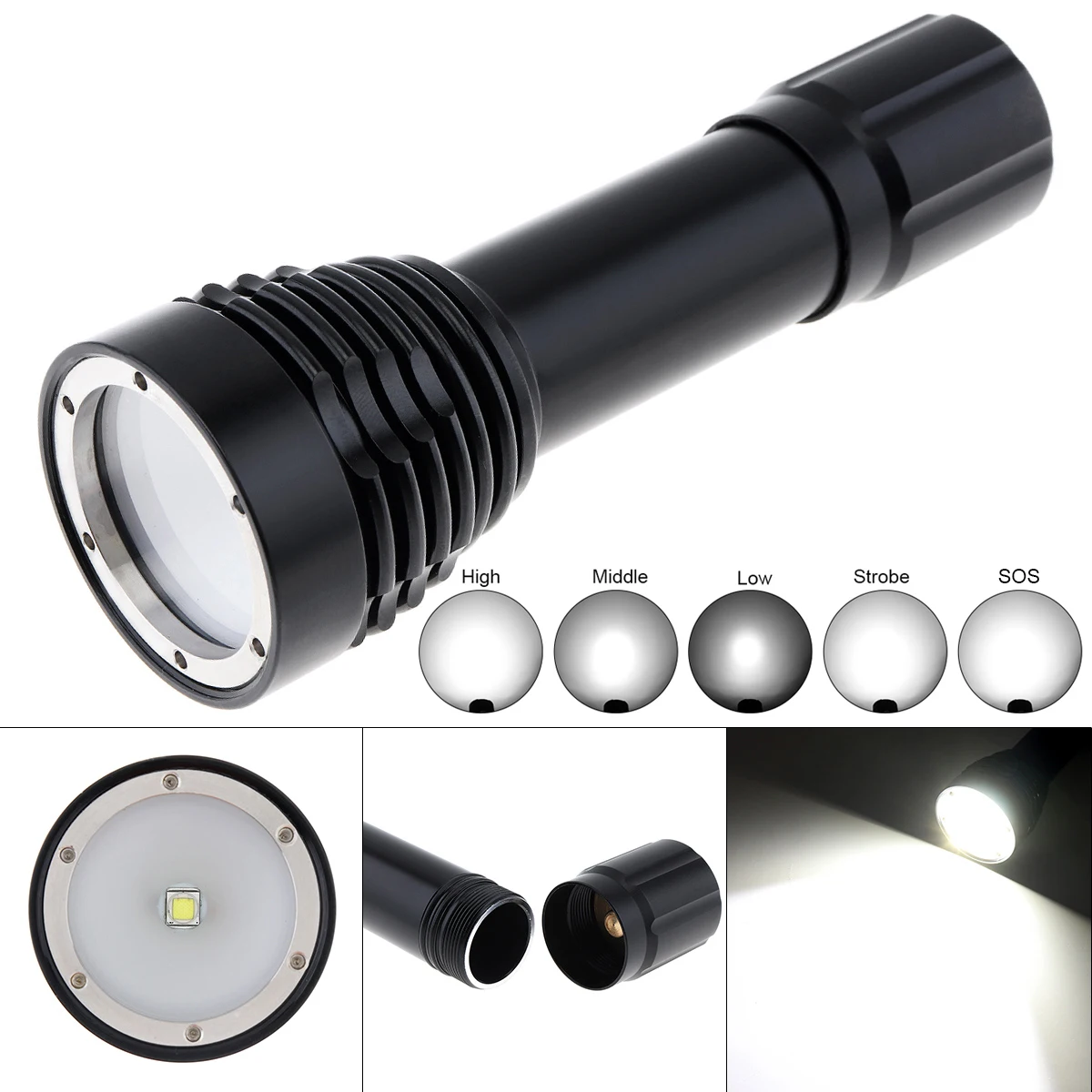 L2 LED Diving Flashlight Professional Underwater 100M 5 Modes Light Torches Powerful Video Searchlight Scuba Dive Lights