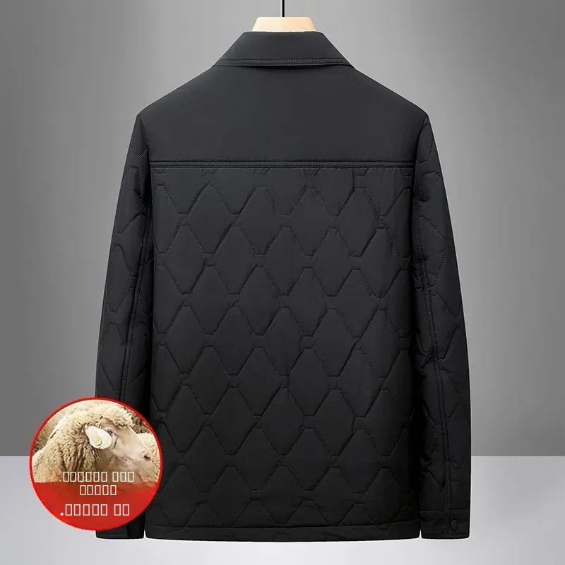 الرجال القطن Jaet Camere اصطف irt طوق عادية Faion Ci Sle الوقوف صالح الخريف الشتاء بدوره إلى أسفل طوق معطف دافئ