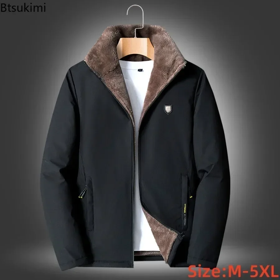 

2025Men's Autumn Winter Windproof Warm Thick Fleece Jackets Coat Mens Casual Outerwear Classic Jackets Parkas Male Plus Size 5XL