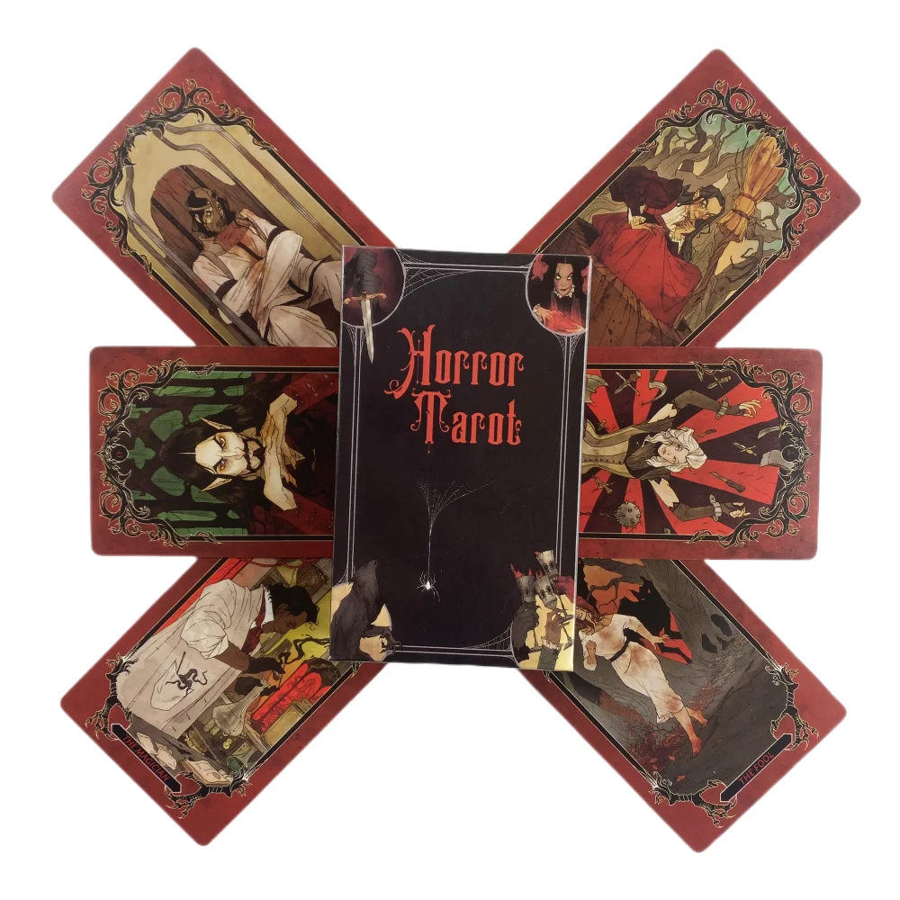 Horror Tarot Deck Card Game Full English Fortune Divination Tarot Cards For Beginner Suitable For Family Gathering Board Game