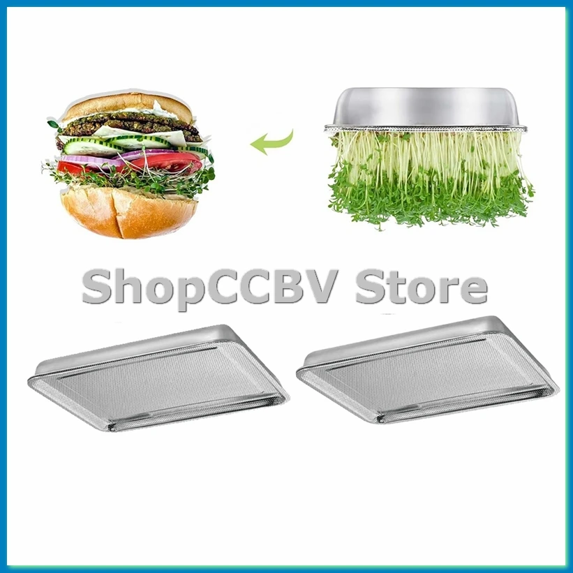 

Набор для выращивания ростков из нержавеющей стали, 2-ярусные лотки 10,4 дюйма, набор для выращивания микрозелени, лоток для проращивания семян с сеткой, 2 шт. - ANKL