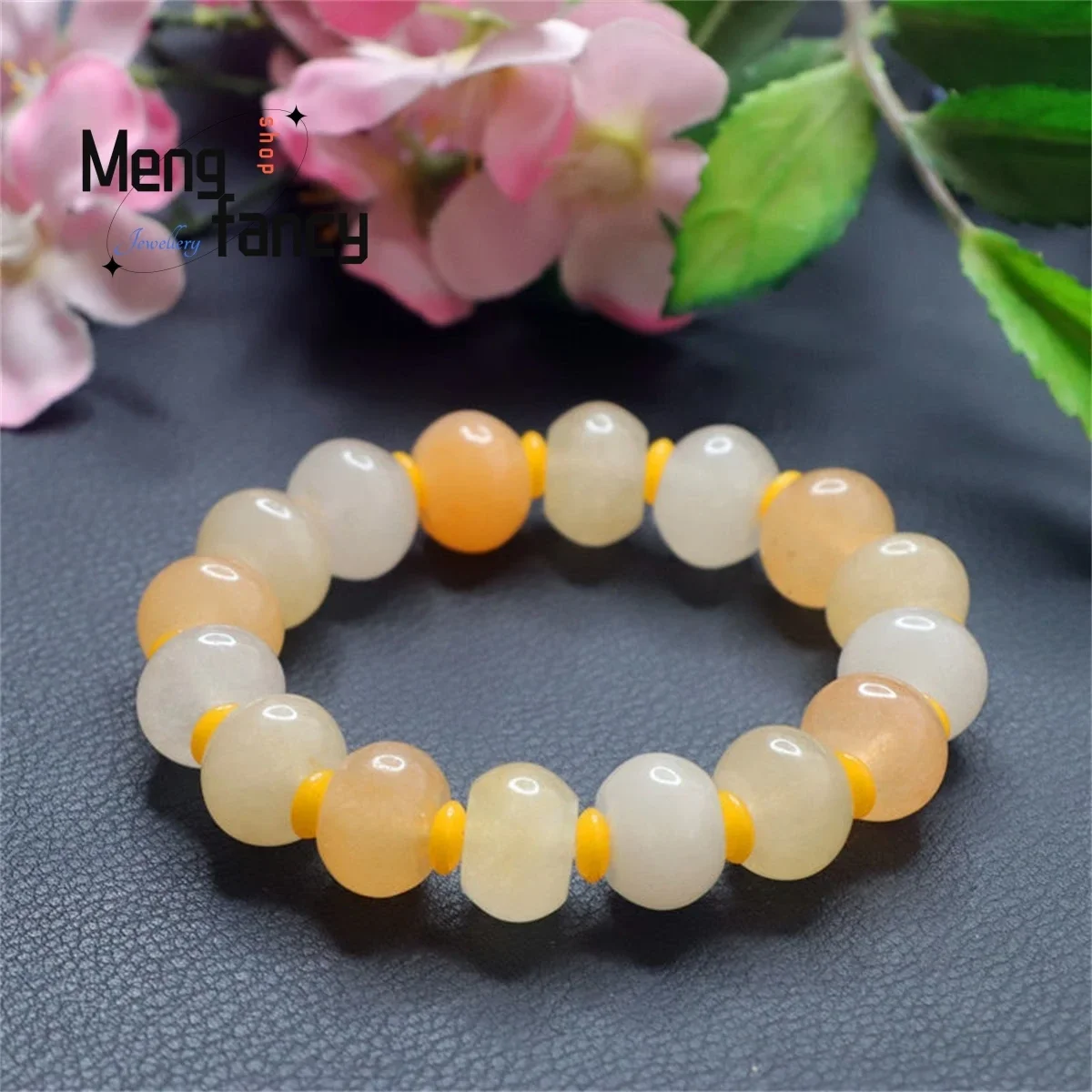 

Natural Gold Silk Jade Ice Moistening Abacus Beads Bracelet Simple Personality Fashion Charm Women Jewelry Luxury Holiday Gift