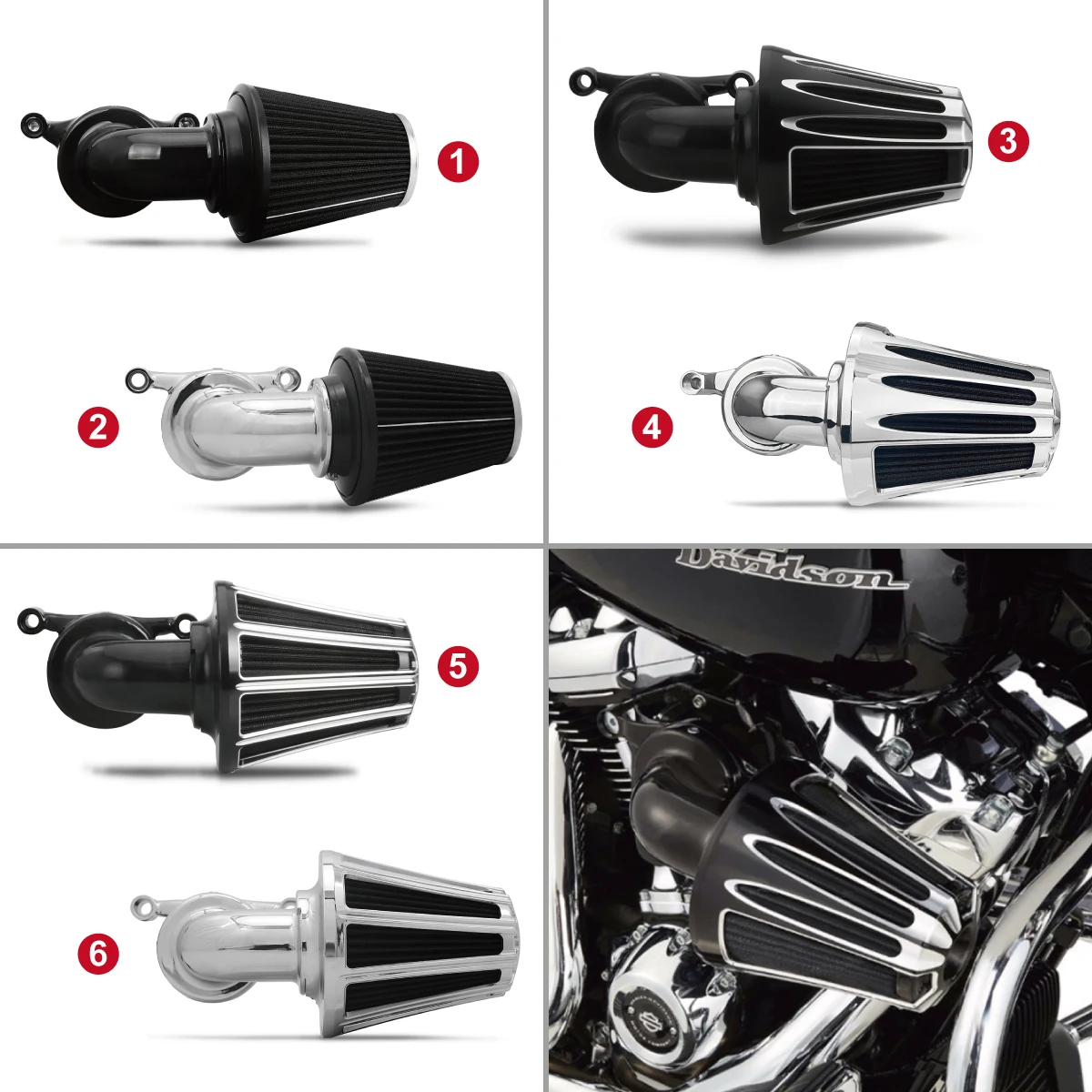 Czarne/chromowane filtry stożkowe filtra powietrza do harley XL883L SuperLow XL883N Iron 883 Forty Eight XL1200X 1991-2022