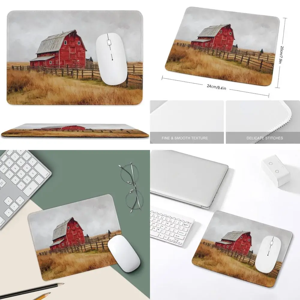 

Настольный коврик для мыши Red Barn в античном стиле с нескользящим основанием для офиса и игр
