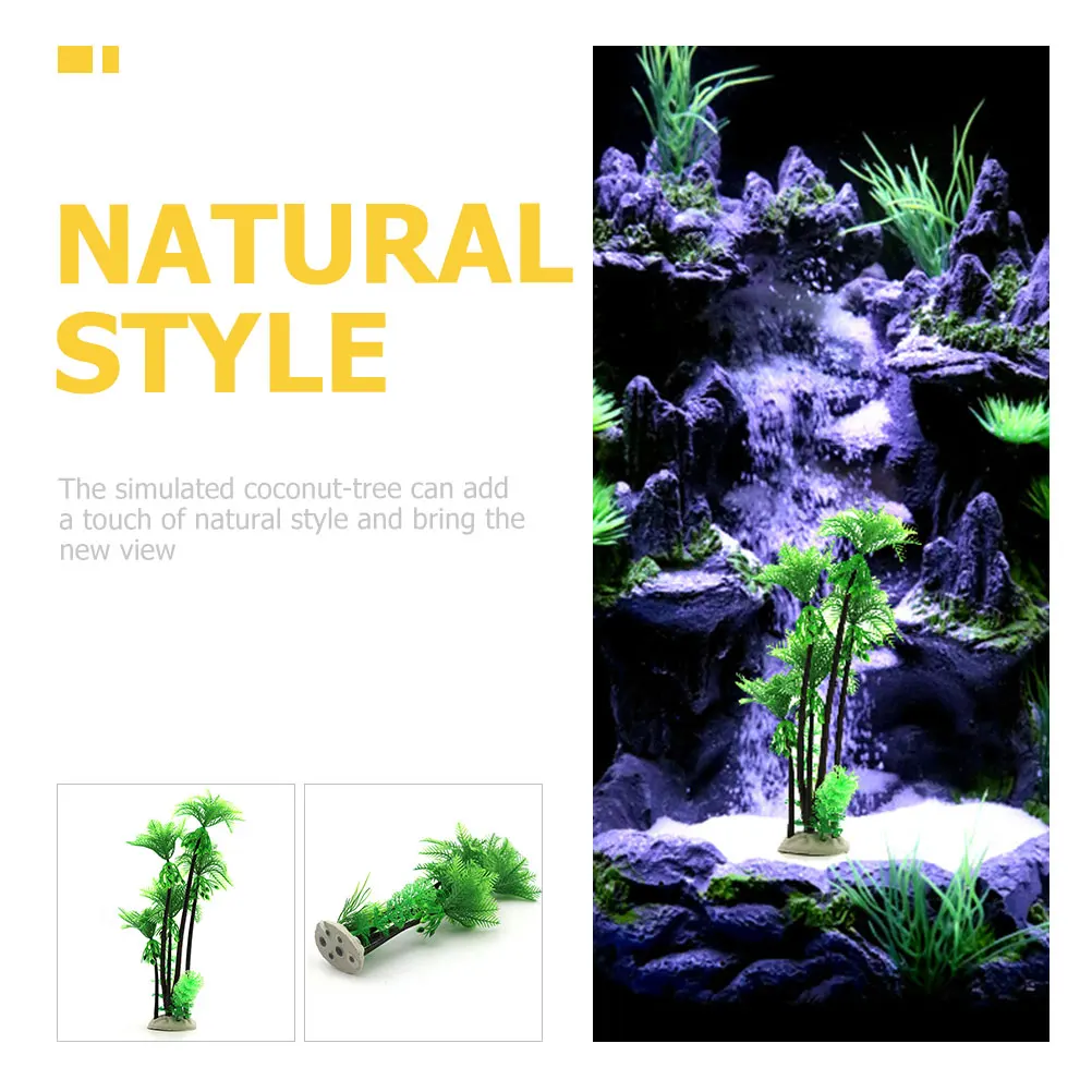 

2pcs Simulation Coconuts Tree Decor For Fish Tank Plastic Aquarium Trees Landscape Miniature Artificial Tree Aquarium Decor