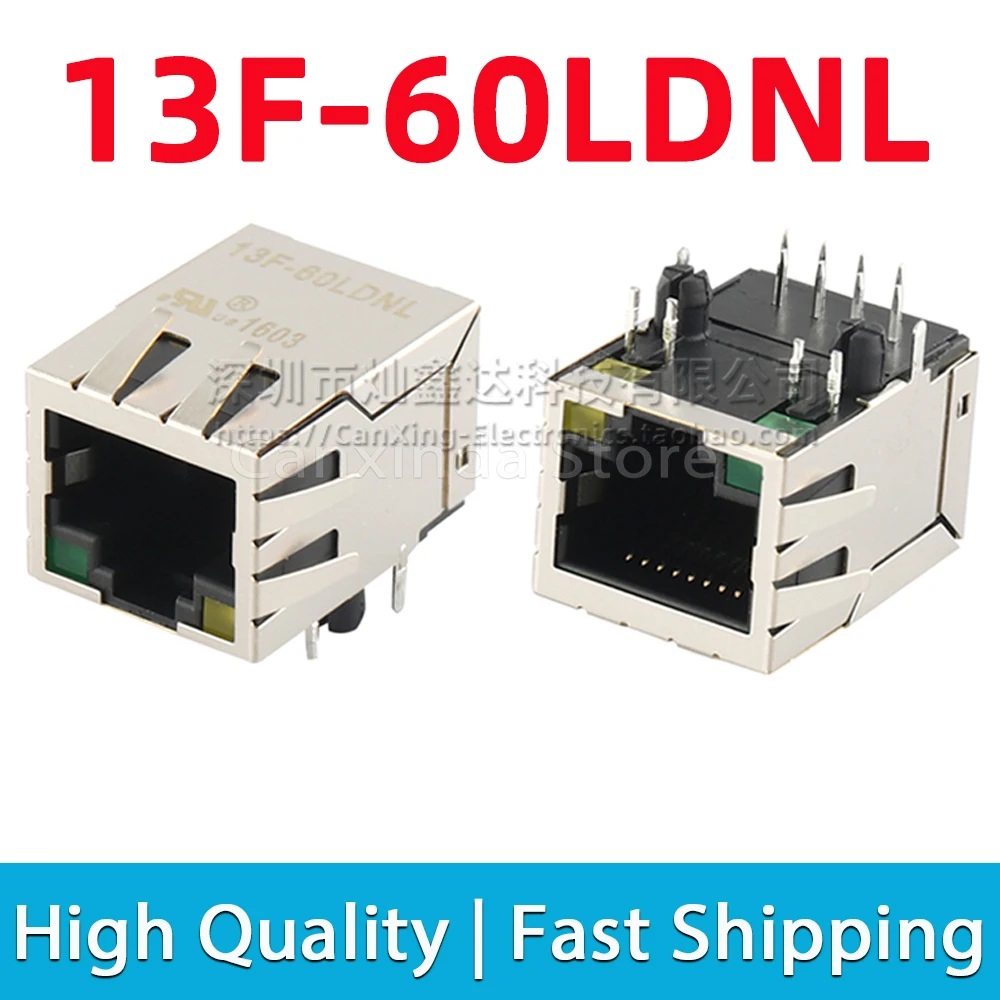 

2pcs 13F-60LDNL 13F 60LDNL RJ45 Jack Network Single Port Tab Up LED Magnetic Filter Interface Ethernet Connector 1CT:1CT 350uH