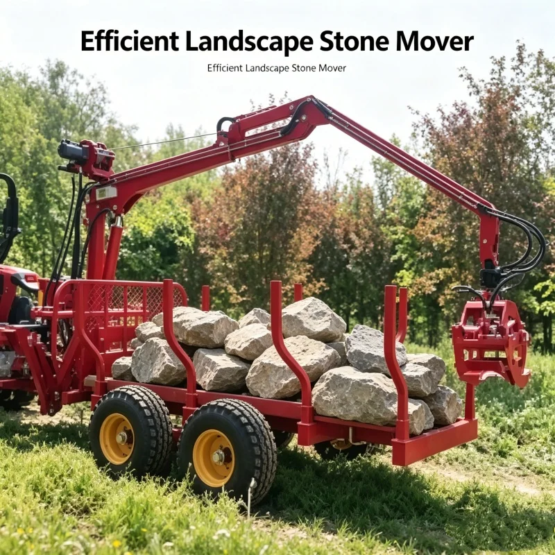 Timber Log Trailer with Crane high quality Grapple Loader for Tractor Remolque