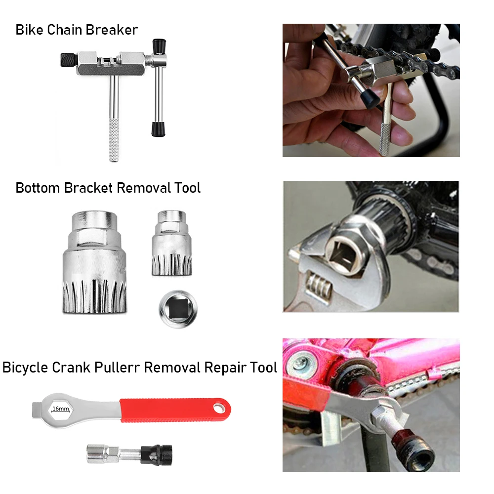 8 قطعة دراجة إصلاح عدة أدوات دراجة الطريق الجبلية سلسلة القاطع قوس دولاب الموازنة مزيل كرنك Puller وجع مجموعة صيانة أدوات