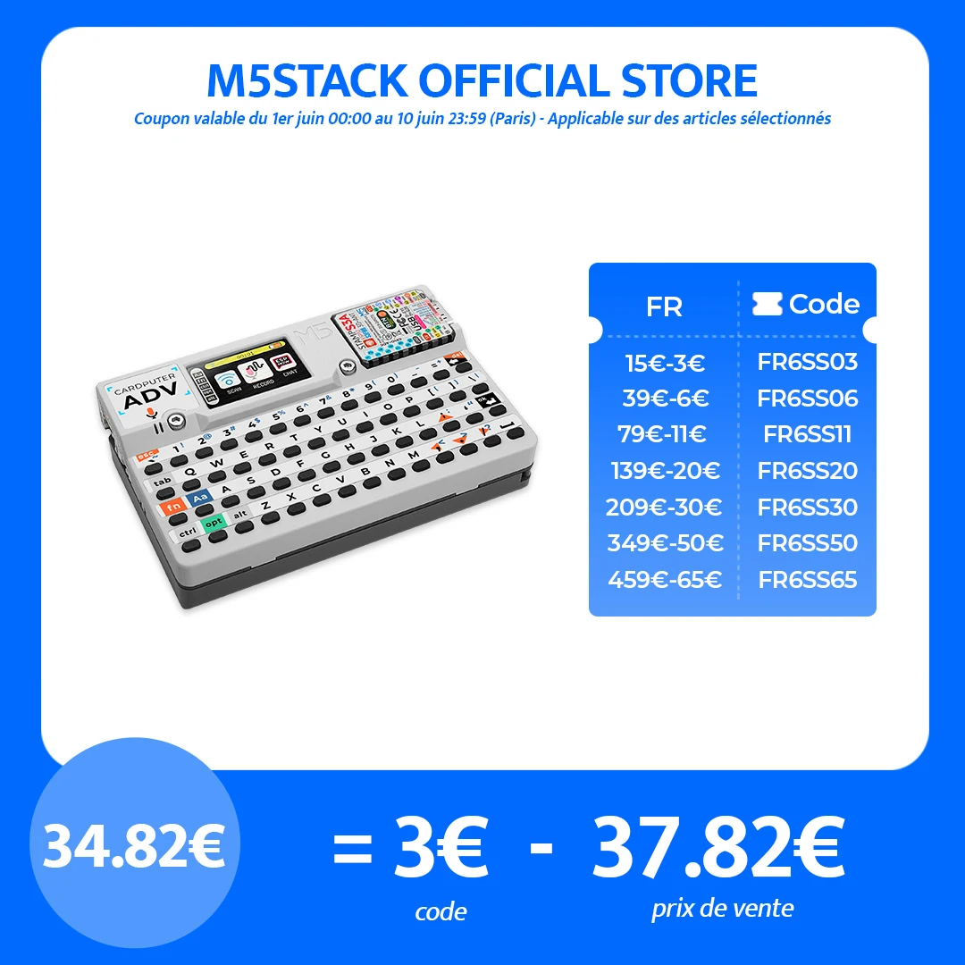 M5stack officiel Cardputer Adv Version ESP32 ordinateur Portable M5StampS3A Kit de développement 1.14 pouces écran 56 touches clavier carte