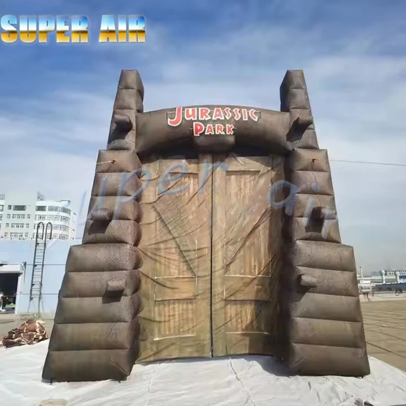 Amusement Park Customized Design Huge Inflatable Entrance to Jurassic Park Arch for Kids