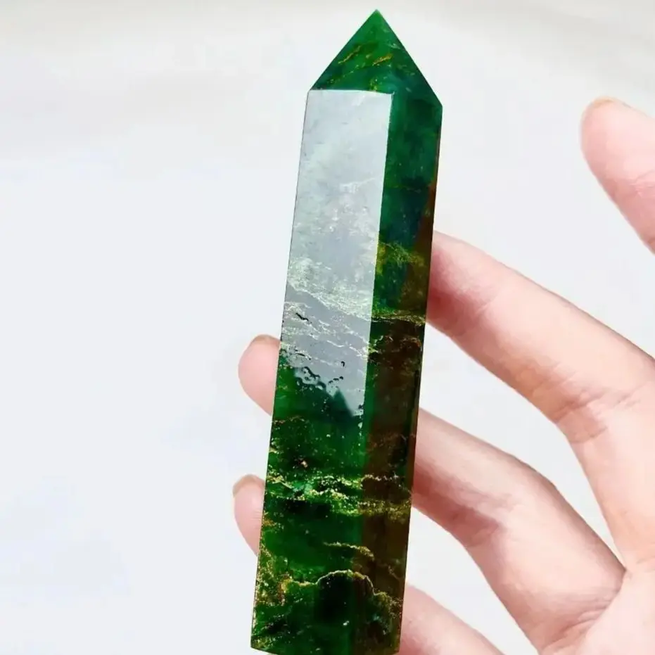 كريستال طبيعي الزمرد نقطة واحدة شفاء بلورات الكوارتز الديكور الداخلي، التأمل الطاقة عطلة هدية ديكور المنزل #2
