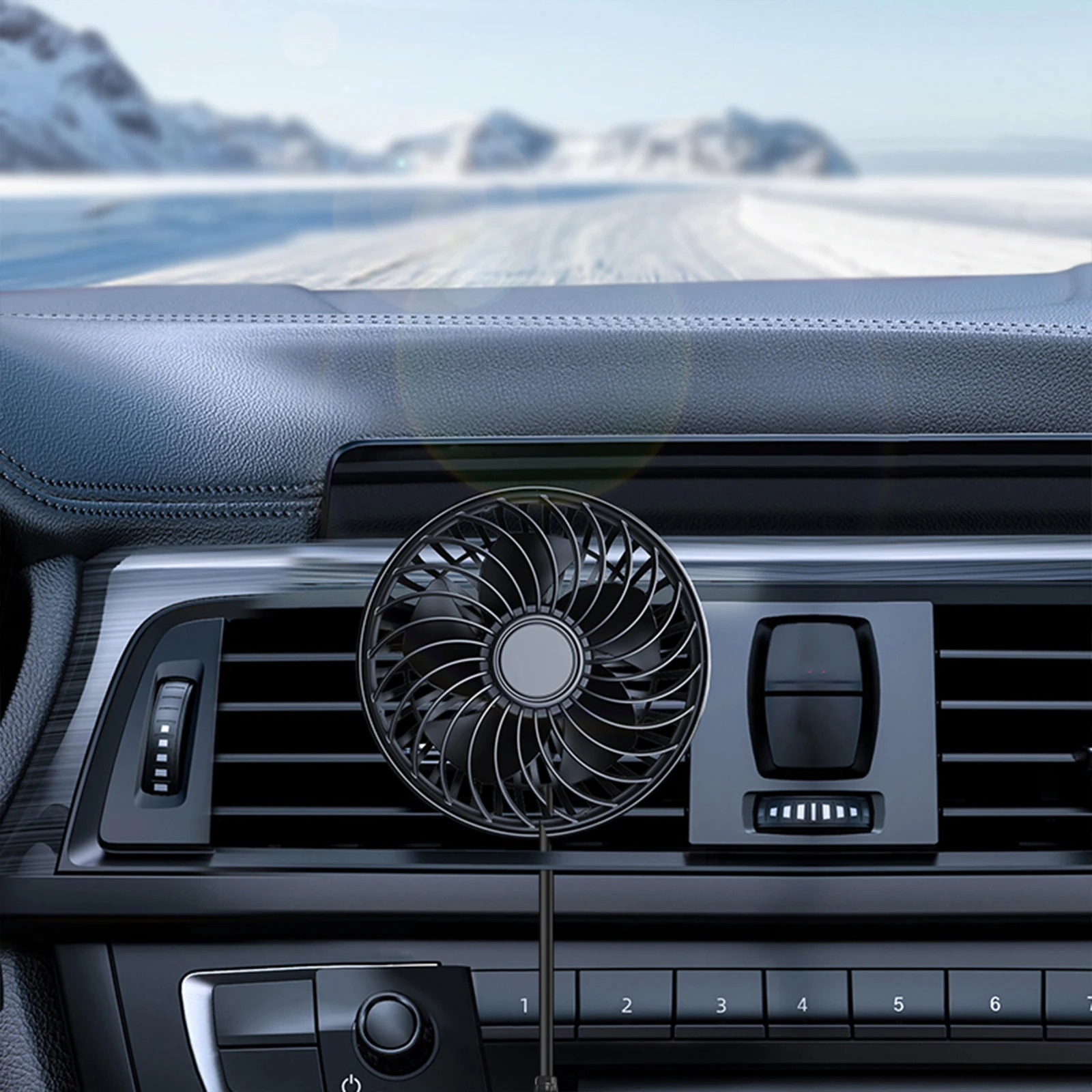 USB Powered Car Fan Vent Clip Vehicle Fan 3 Speeds Quiet Brushless Motor 360 Rotatable for Sedan SUV RV Pickup Truck Van