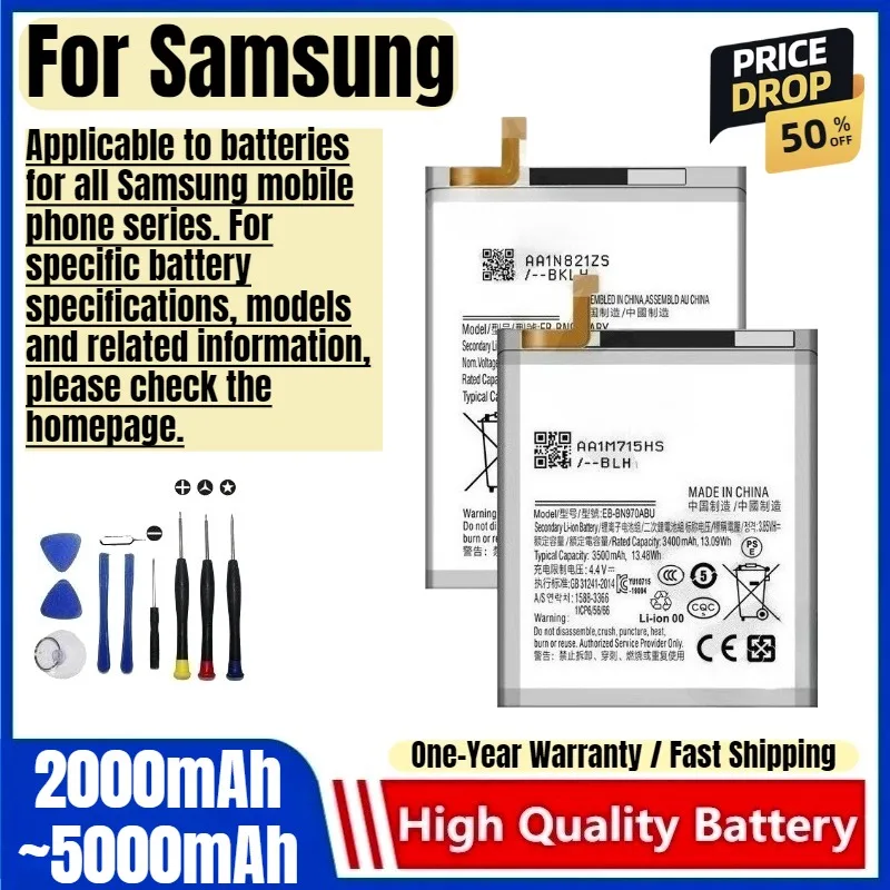 

Battery for Samsung Note 1/2/3/Note 3 Neo/3 Neo 5G/Note 4/4 Edge/Note 5/7/8/9/10/10 Plus/10 Lite/Note 20 (5G)/20 Ultra Battery