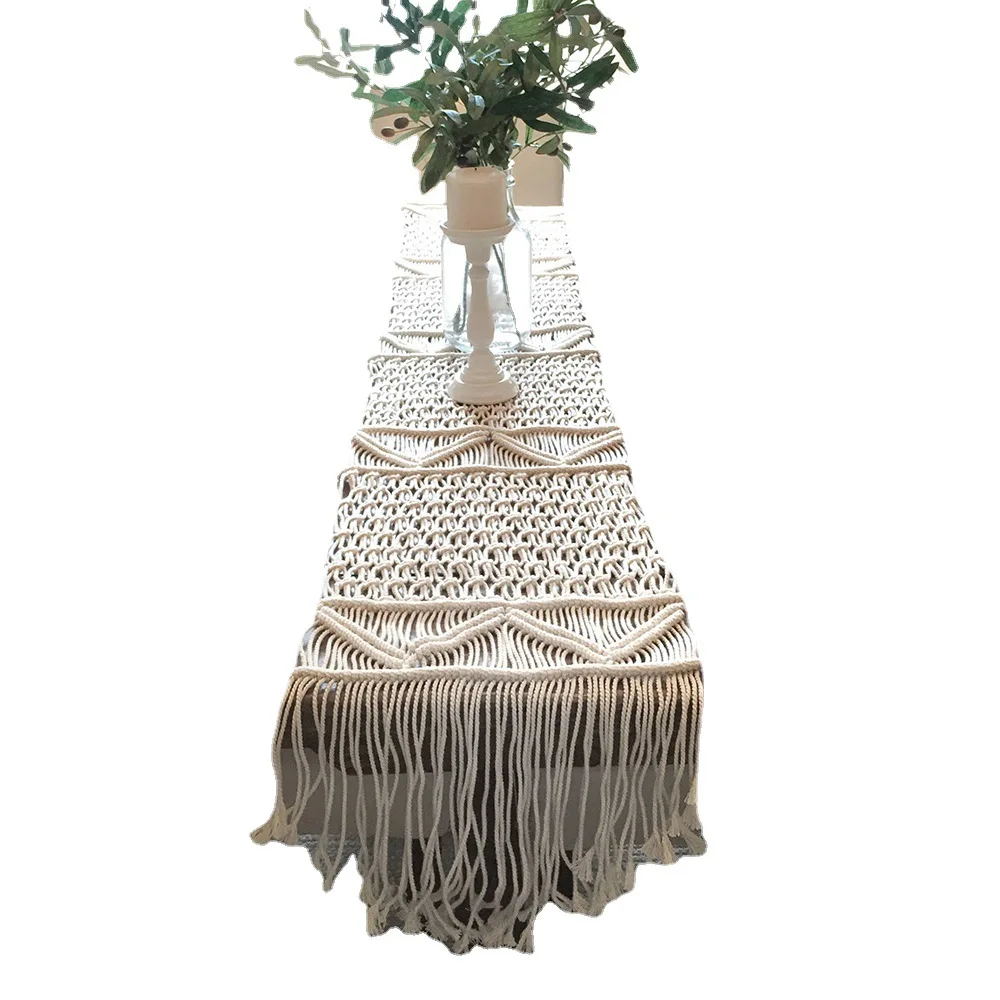 Macrame Table Runner, Boho Wedding Decor, Handwoven Vintage Farmhouse Bohemian Dining Room Style Decorations