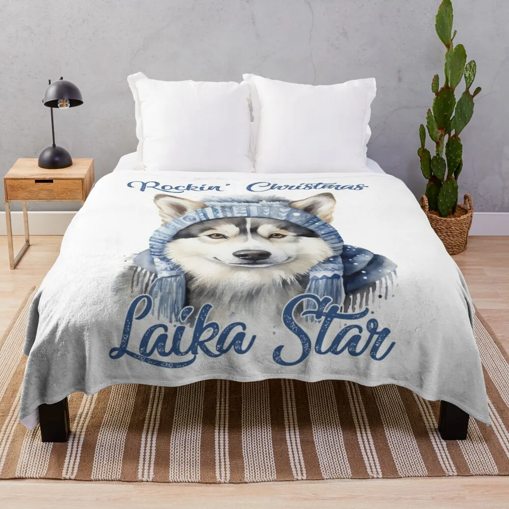 Yukatian Laika Christmas Jumper Throw Blanket Sleeping Bag For Decorative Sofa Warm Blankets