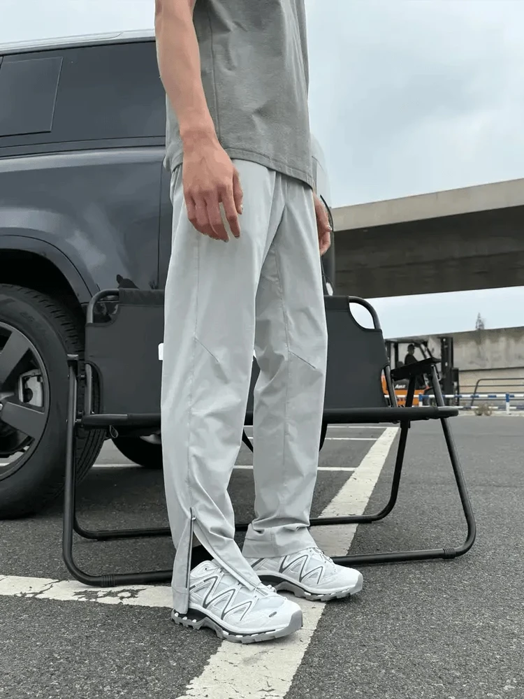

American Sle Outdoor Ice Silk Qui Dry Pants Men Summer Slim Fit Casual Workwear Trousers Straight Leg Zipper Fly