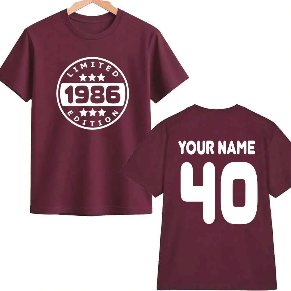 Personalised 1986 Limited Edition T-Shirt 40th Birthday Tshirt Custom Name Number 40 Celebration Gift Men Women Youth Tops