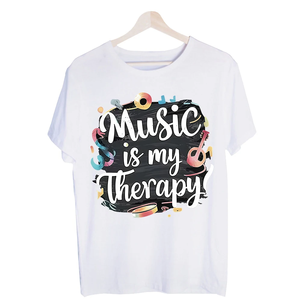 Men's Music Notes and Guitar Graphic Tee, Short Sleeve Crew Neck T-Shirt for Casual Daily Wear and Music Lovers