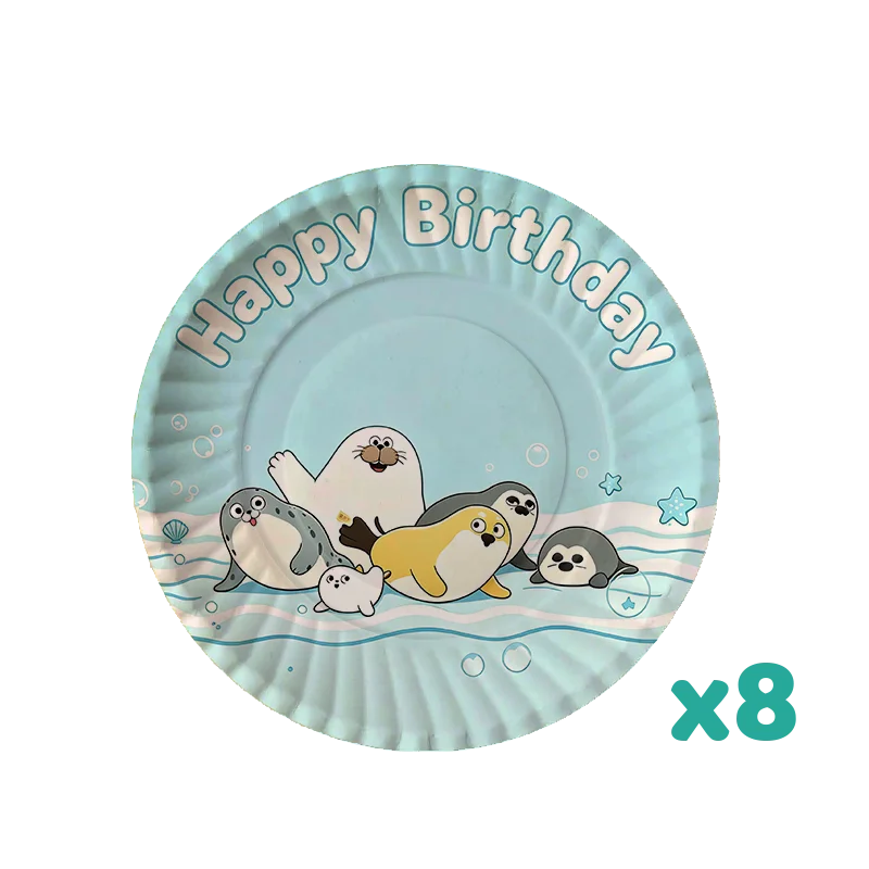 Angry Blob Seal Birthday Party Decorations Animal Theme Supplys Backdrop Banners Cups Plates Sealooked for Baby view 4