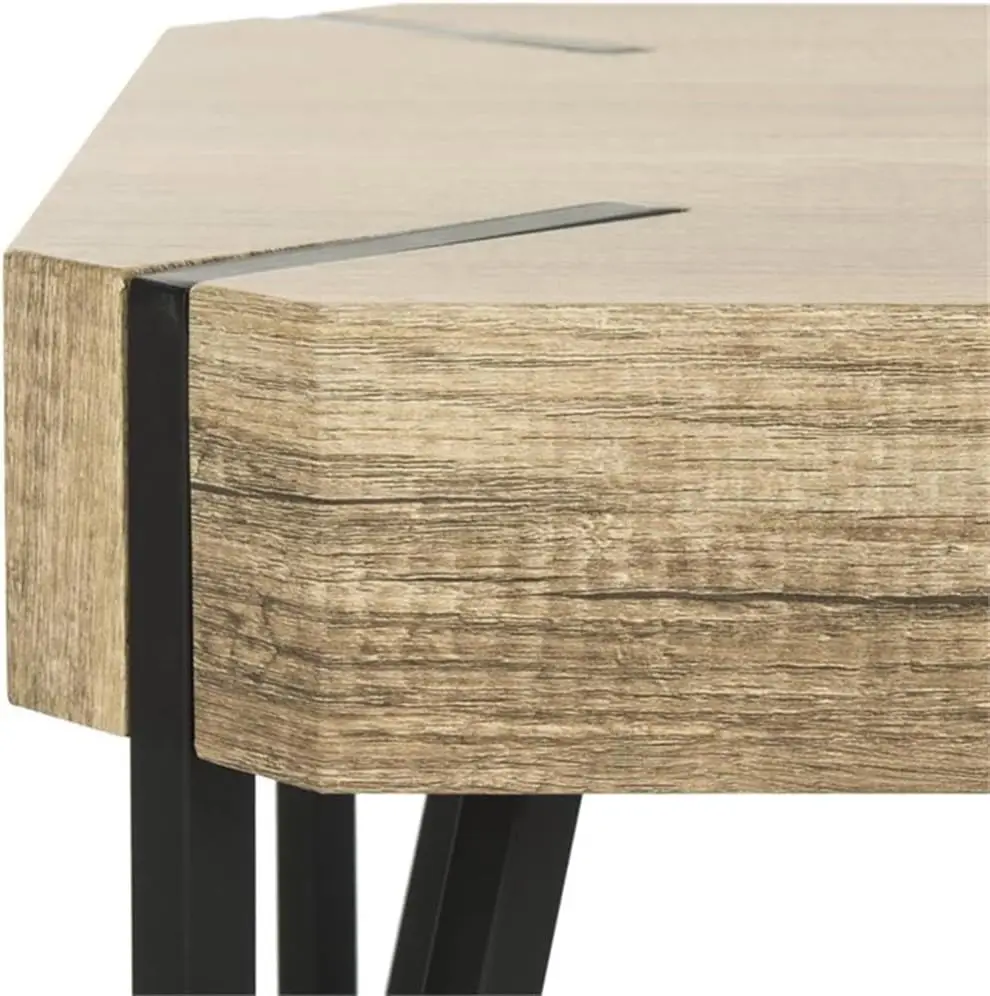 Casa Liann-Multi Glass Leg Coffee Table, marrom rústico e preto