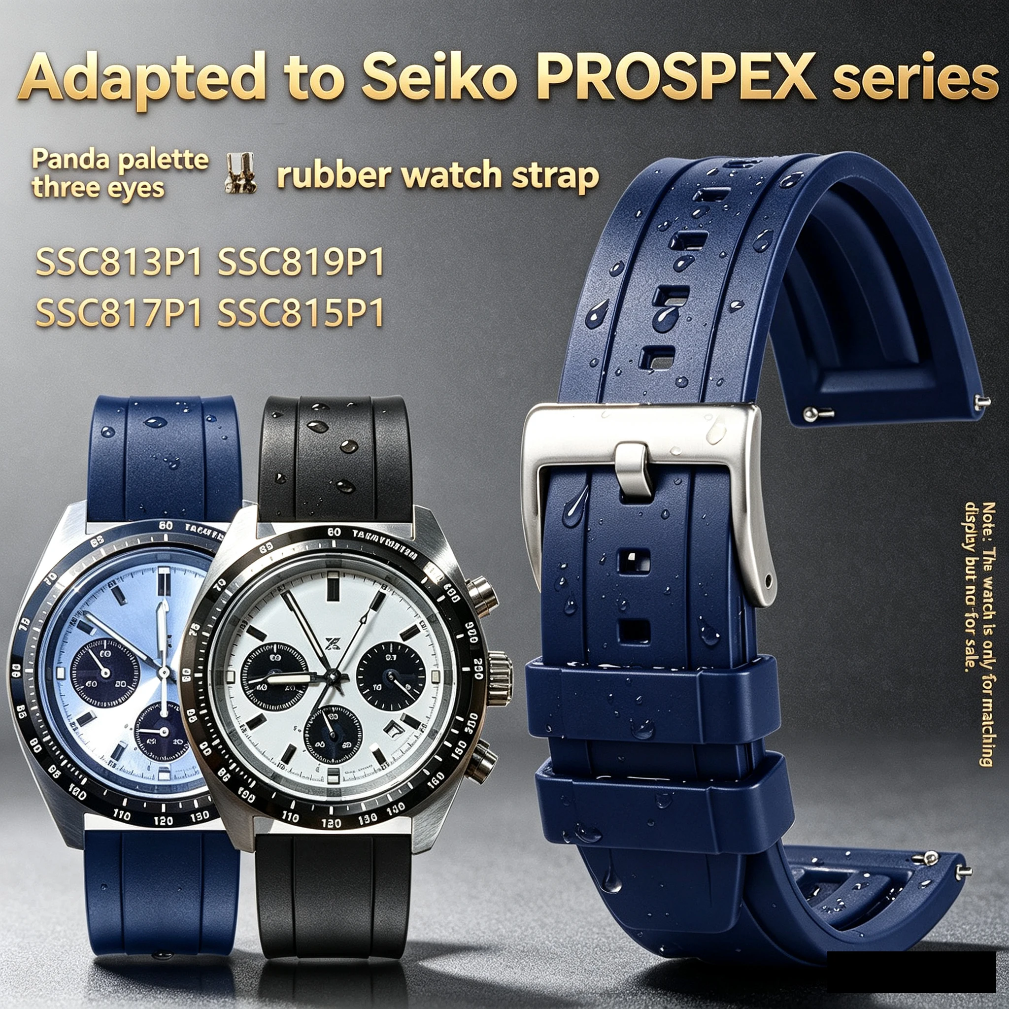 20mm Soft Waterproof Rubber Watch Strap For Seiko PROSPEX Panda Chronograph SSC813P1 SSC909P1 SSC817P1 Men Replacement WatchBand