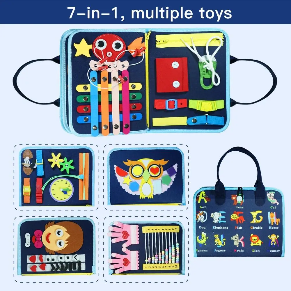 

Creative Cute Felt Busy Board Life Skills Cartoon 3D Quiet Activity Book DIY Portable Toddlers Montessori Interactive Game