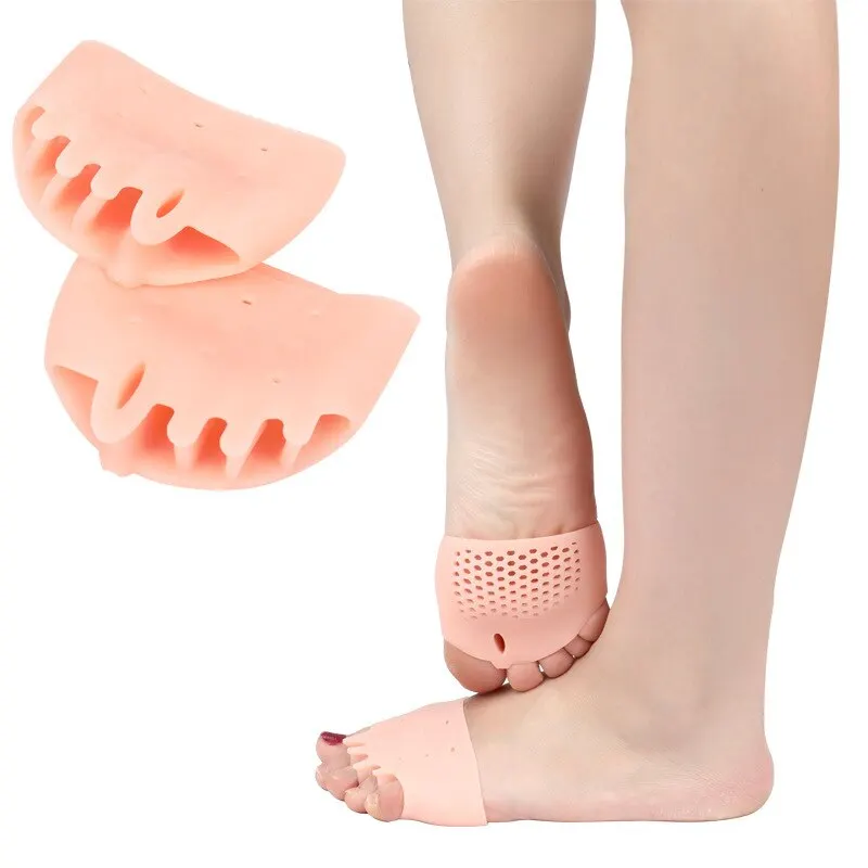 2 uds almohadillas de silicona para el antepié plantillas de Gel almohadillas separador de dedos almohadilla alivio del dolor plantillas dedo del pie Corrector Valgus almohadillas de Gel