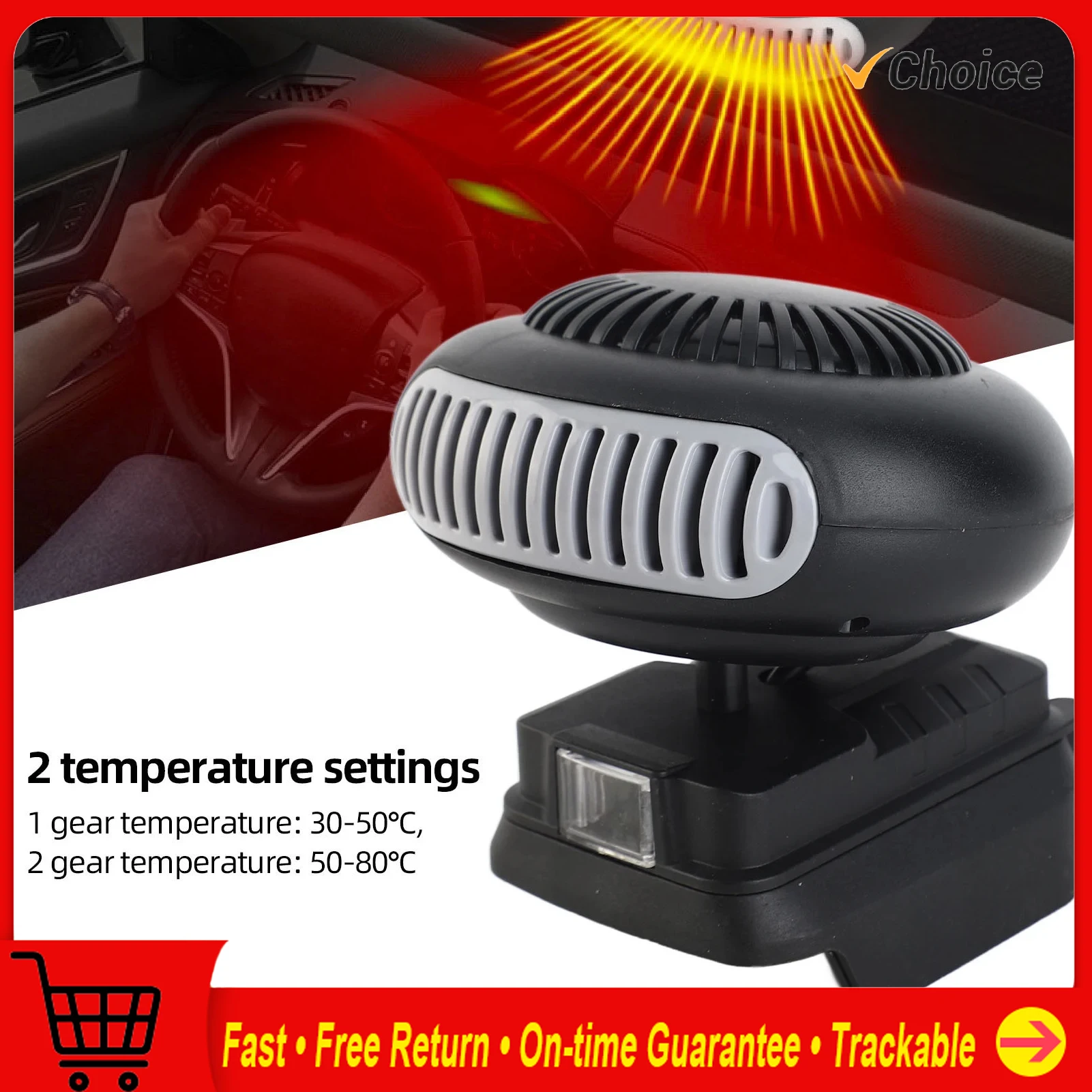 

Electric Heater Fan Electric Space Heater Portable 2 Gear 18V Battery Powered 170W for Workshop