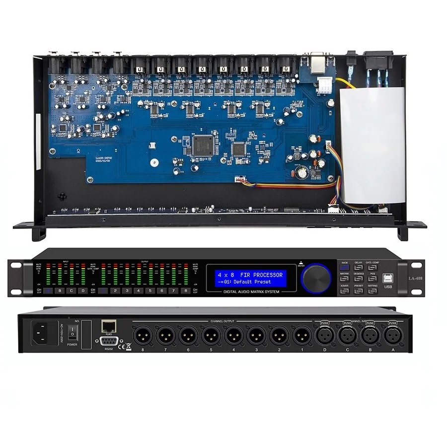 

LA408 Professional DSP 24 Bit 3 Input 6 Output 4 In 8 Out Audio FIR Processor System USA AD1955 Chip 2 By 4 Fir Processor