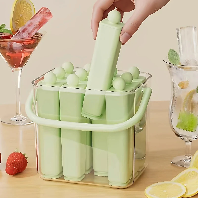 16/24 Cavity Long Ice Cube Tray Food Grade Ice Stick Mold with Storage Box Easy Release Ice Maker for Home Freezer