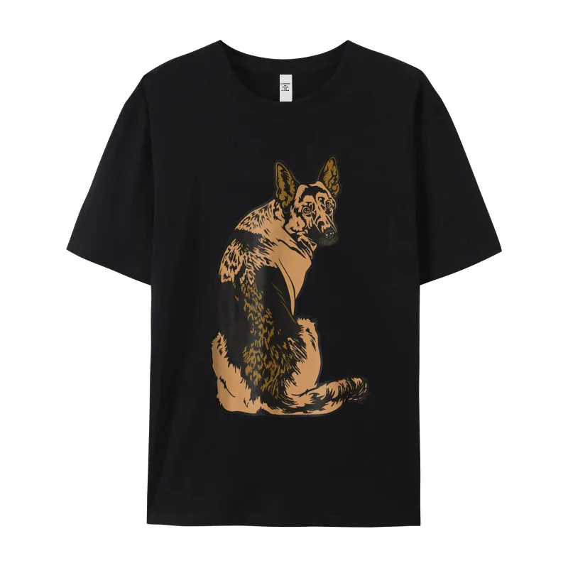 German Shepherd Dog Gifts Animal Mother Day Pure Cotton Crewneck Tops & Tees Short Sleeve Lose T-Shirt Funky Casual T Shirts