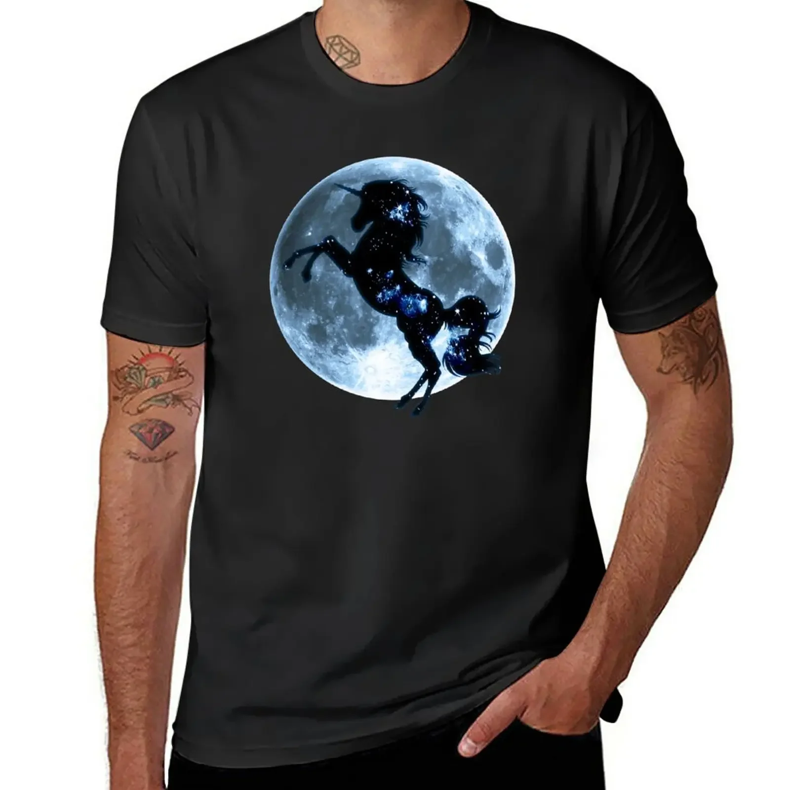 

Unicorn, moon, fullmoon, fantasy, magic, horse, fantastic, beast T-Shirt Short sleeve tee mens champion t shirts