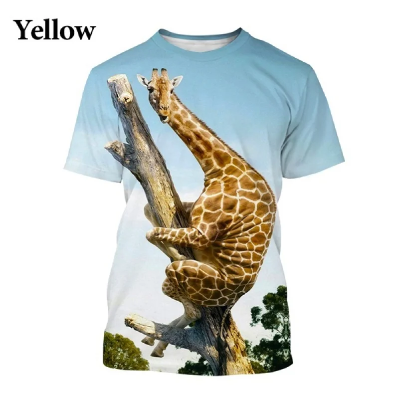 2022 New Fashion Giraffe 3D Printed T-shirt for Men and Women Casual Funny Short-sleeved T-shirt