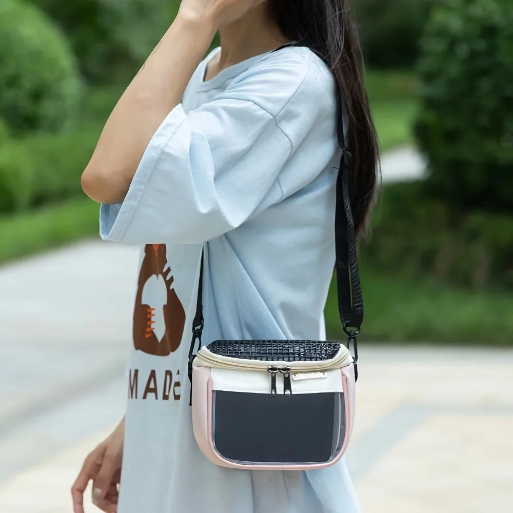 Breathable Small Pet Carrier Bag Portable Ventilated Hamster Shoulder Bag Travel Use Adjustable Hedgehog Gecko Carry Pouch