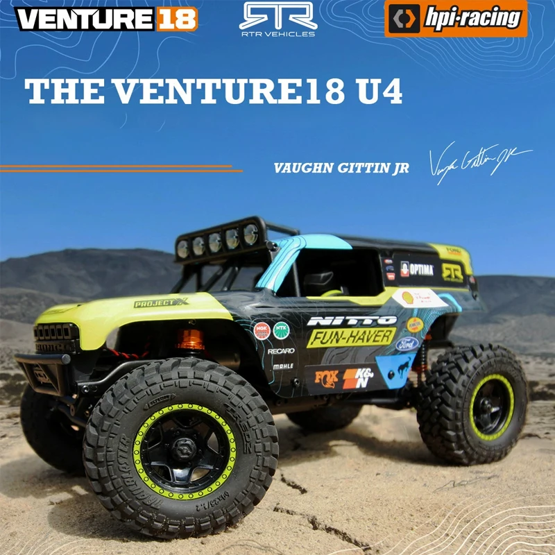 Hpi racing venture flux u4 4400 1/18 4wd rc carro simulação elétrica escovado controle remoto fora da estrada escalada veículo modelo brinquedo