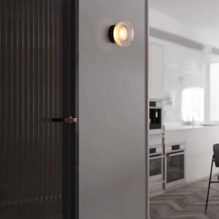 2026New Nordic Modern Minimalist Corridor Aisle Bedside Round Wall Lamp Creative Hotel Bed And Breakfast Lamp