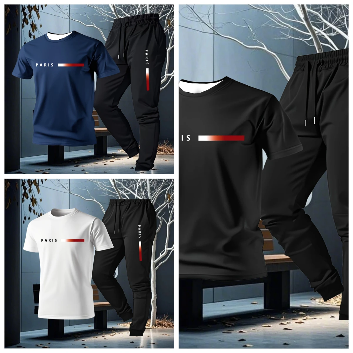 

2025 Men's Casual Loose Sports Short-sleeved Trousers Set Quick-drying Sweat-absorbing Soft Breathable Light Men's T-shirt Set