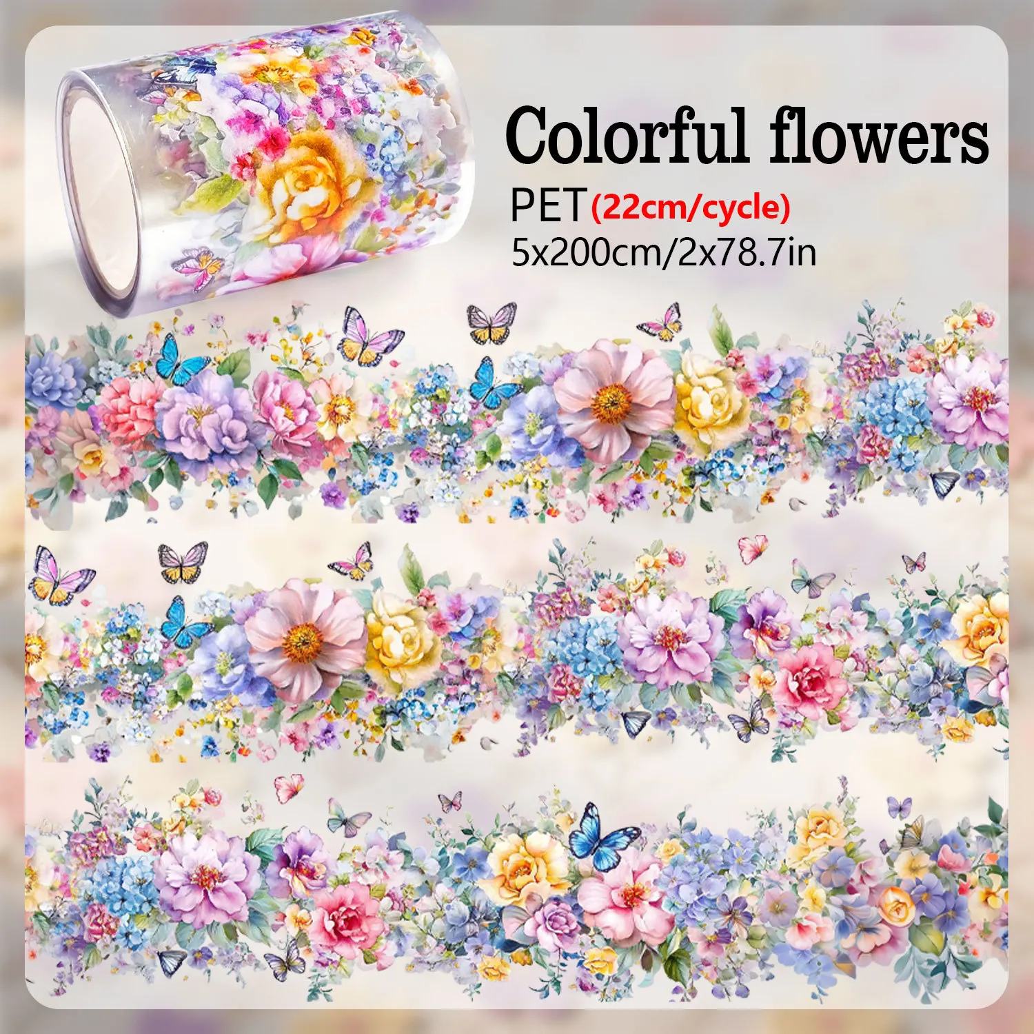 2 متر/لفة الملونة زهرة PET الشريط الزخرفية شريطٌ لاصق سكرابوكينغ ملصق مجلة القرطاسية الجمالية